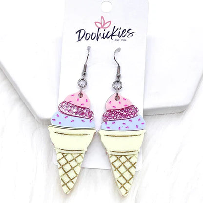 Ice Cream Cone Acrylics -Summer Earrings - Pastel Cone