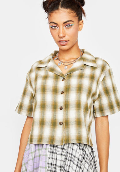 Angel Checked Crop Shirt