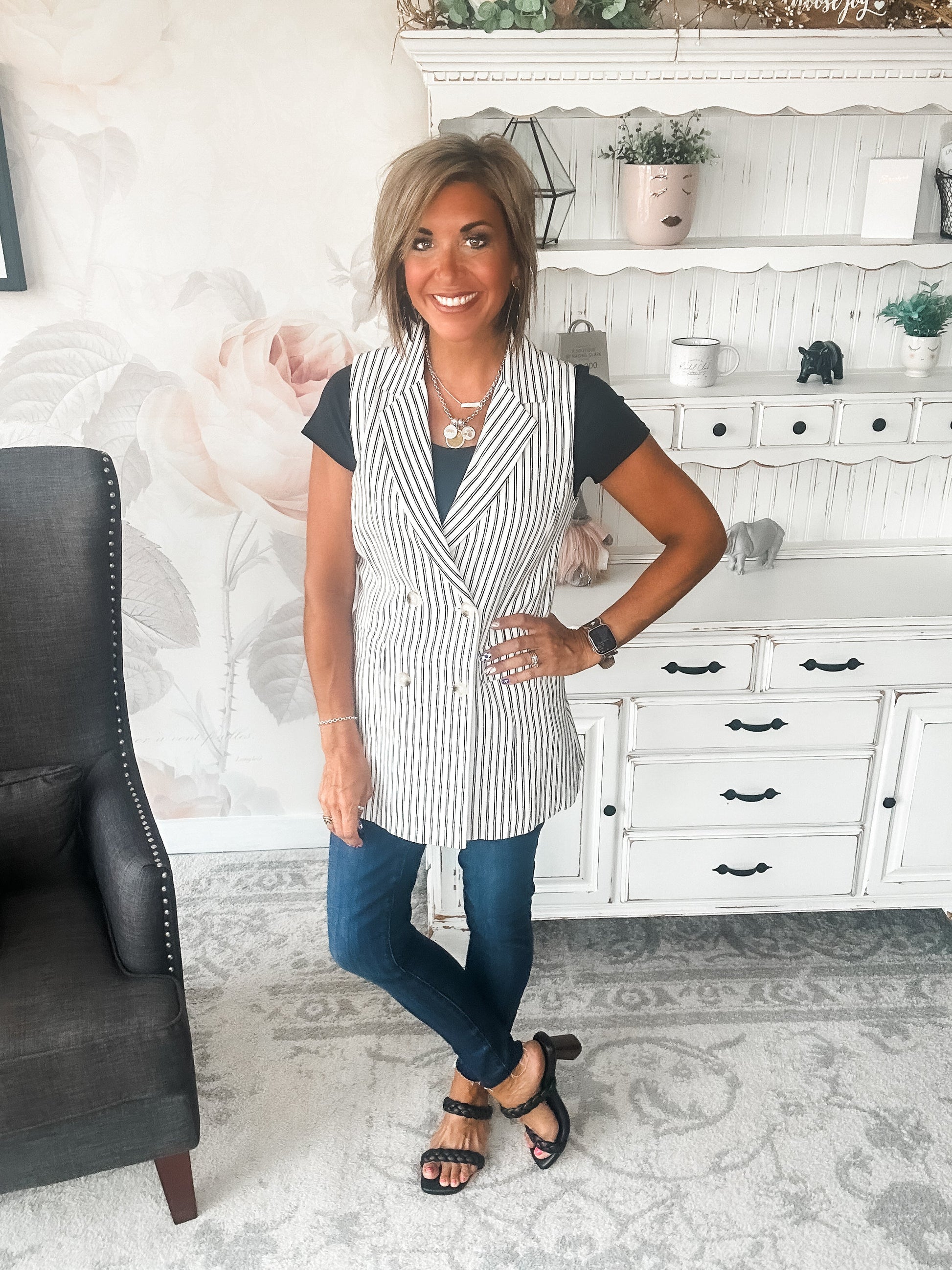 Let's Run Away Striped Vest