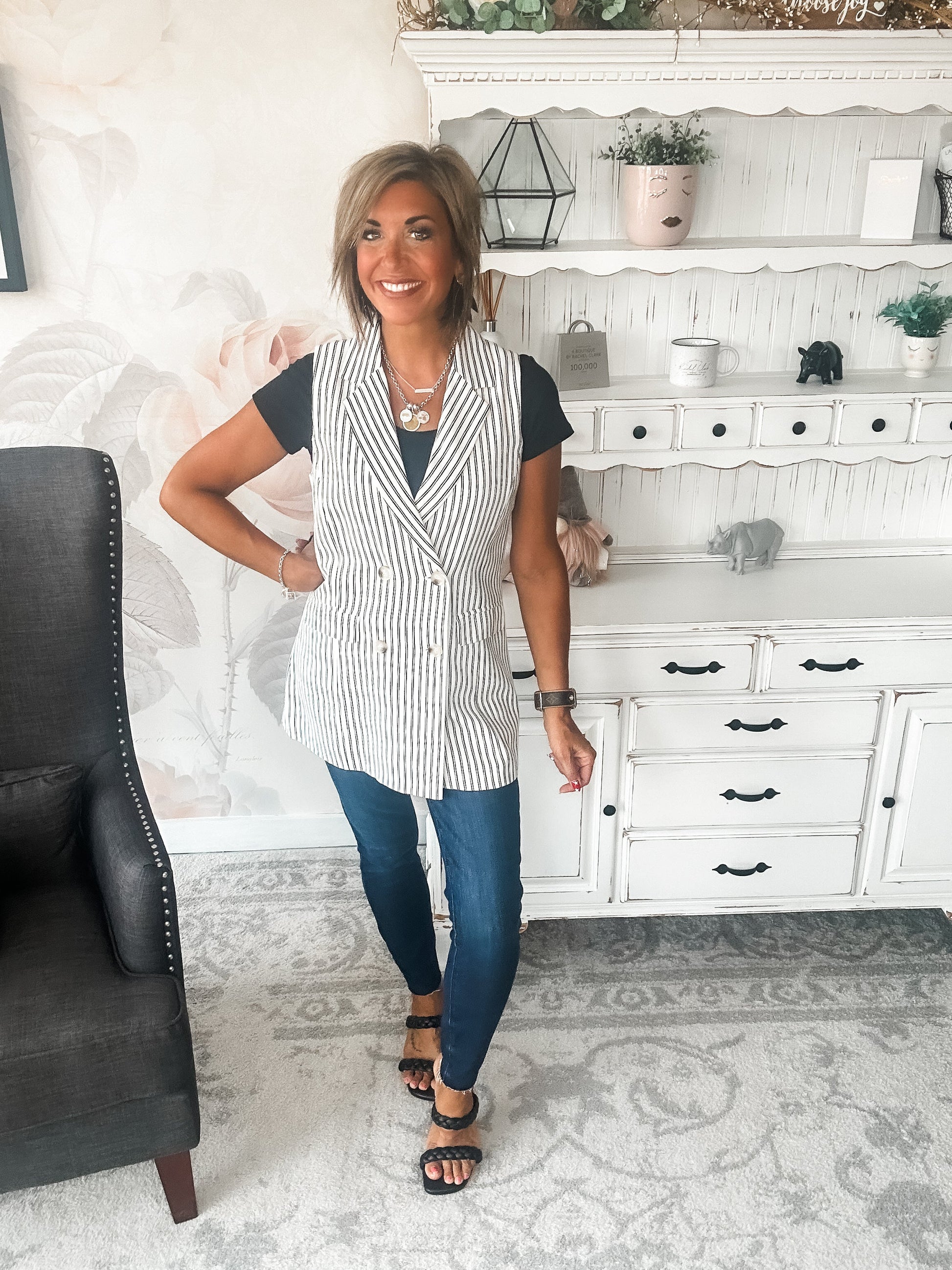 Let's Run Away Striped Vest