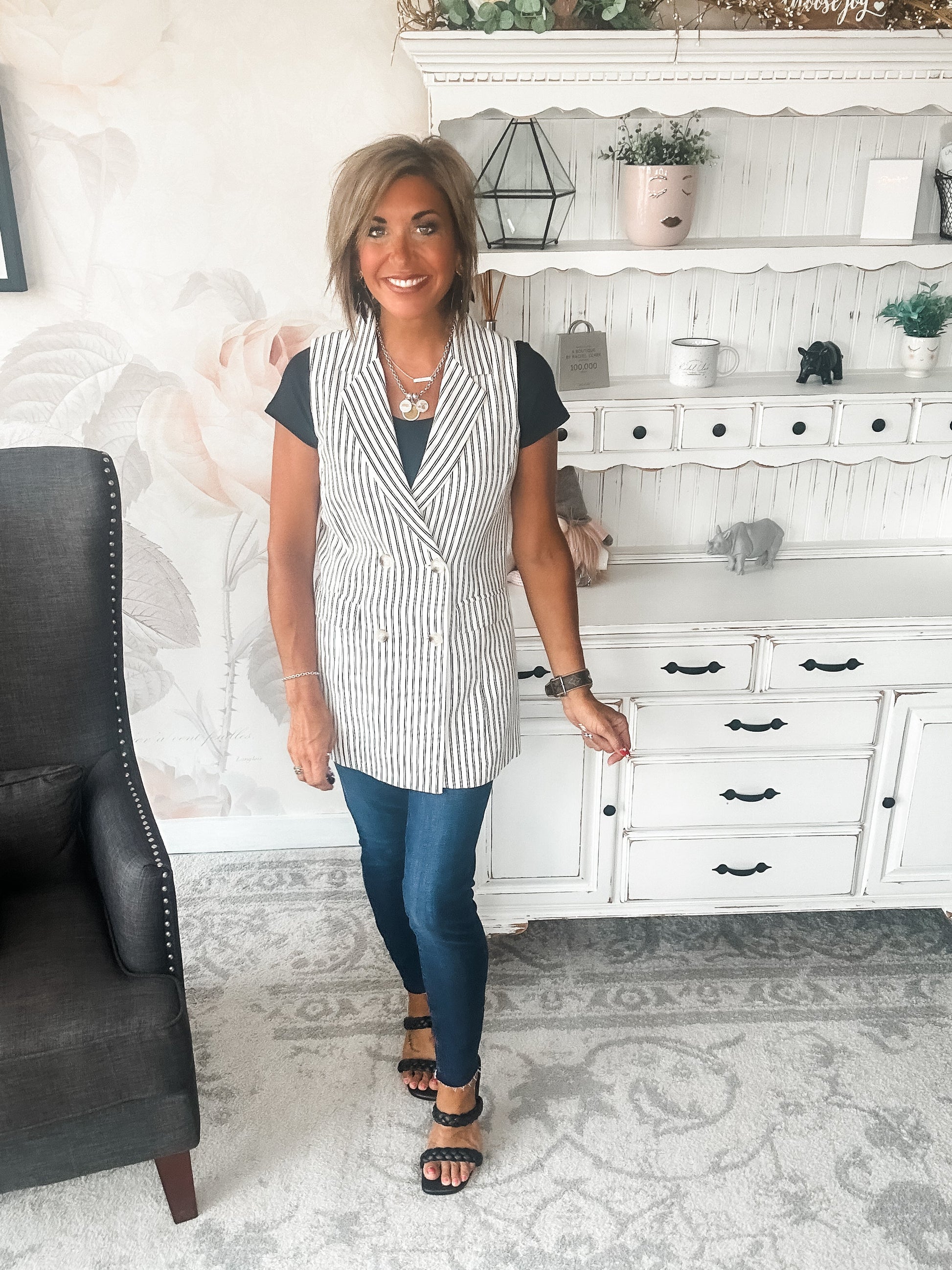 Let's Run Away Striped Vest