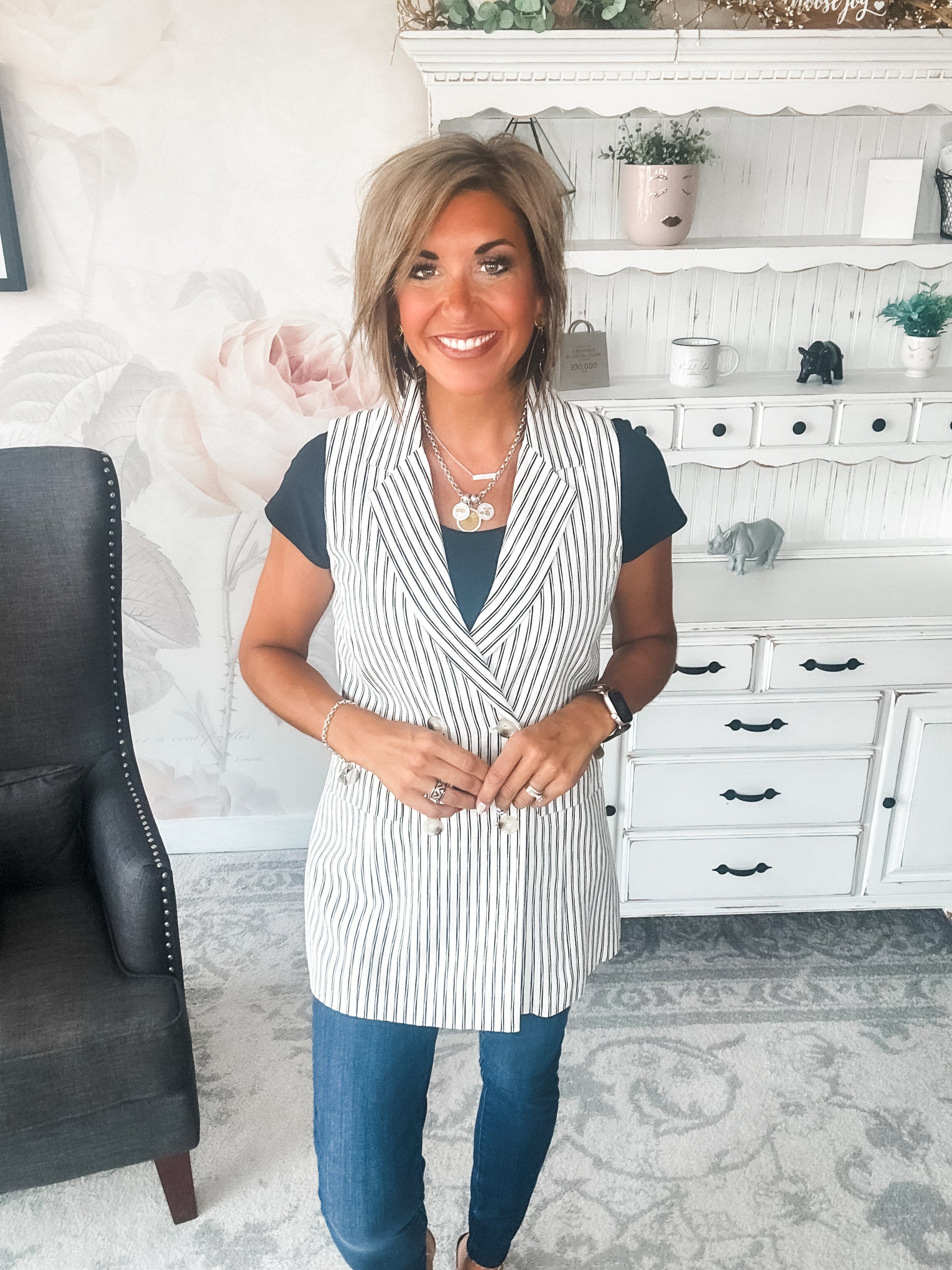 Let's Run Away Striped Vest