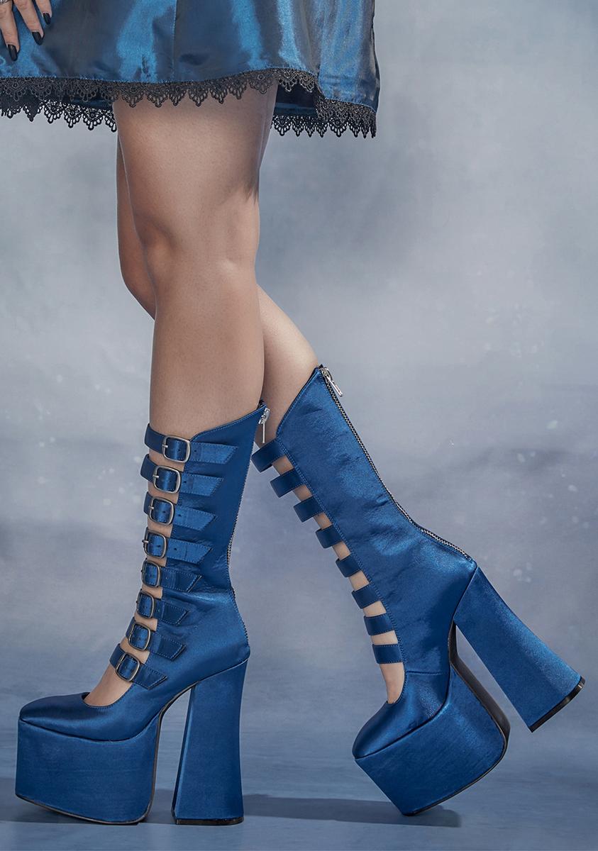 Angel Awakening Satin Buckle Platforms