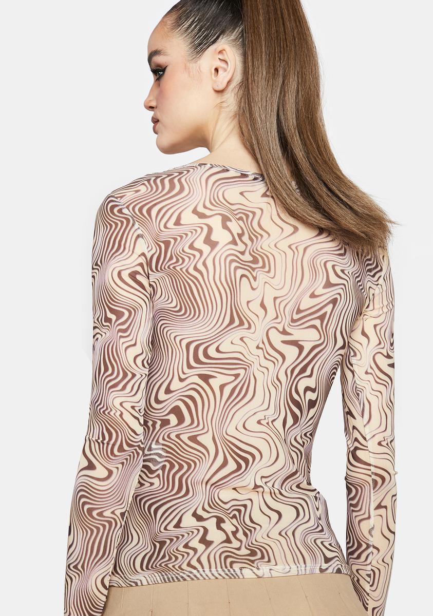 Amelia Long Sleeve Mesh Swirl Top