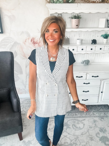 Let's Run Away Striped Vest