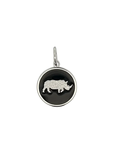 Lola 19MM Rhino Pendant - Black With Silver Rhino
