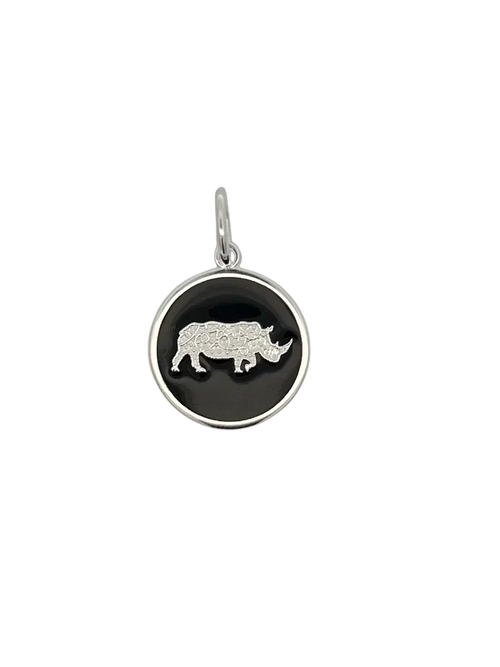 Lola 19MM Rhino Pendant - Black With Silver Rhino