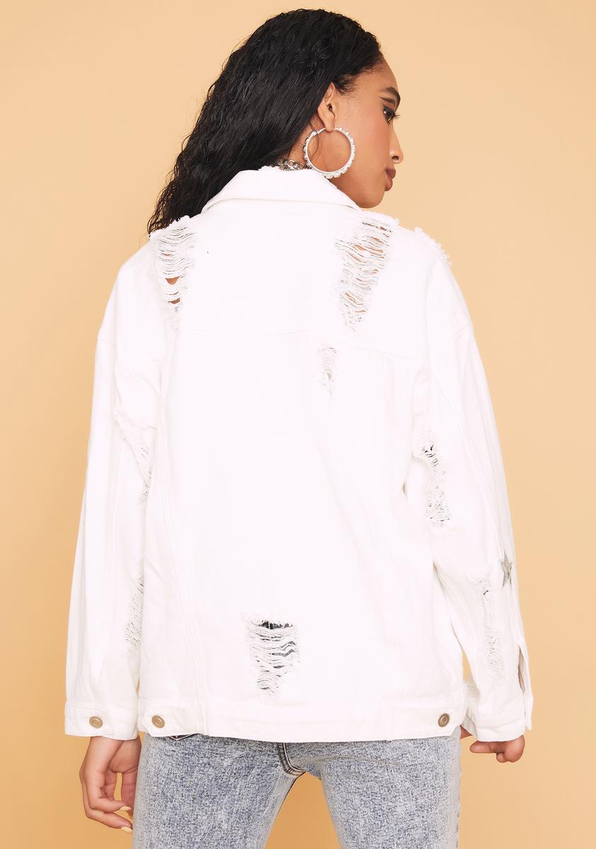 Angel Star Power Distressed Denim Jacket