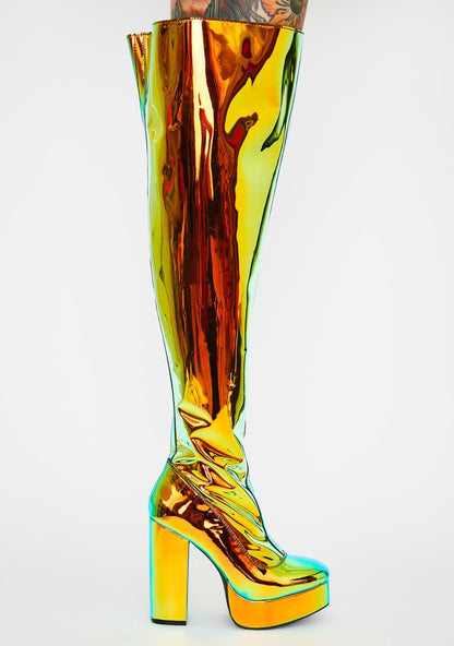 Amber Prismatic Galactic Thigh Highs
