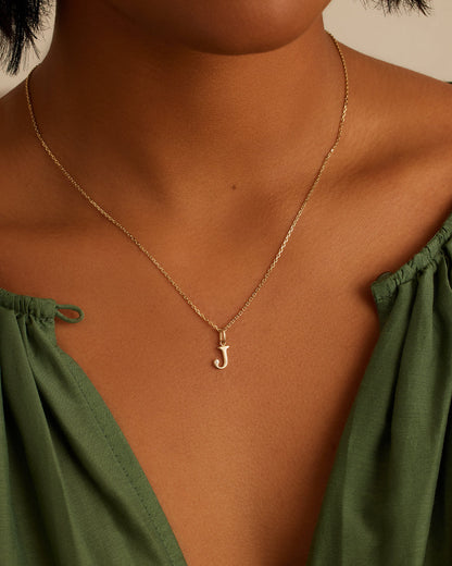 14K Diamond Vintage Alphabet Charm
