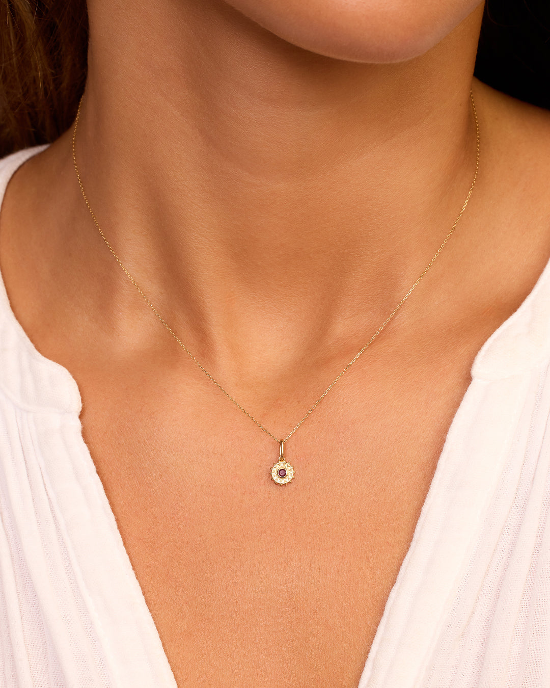 14K Gold Sun Birthstone Charm