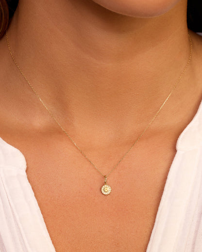 14K Gold Sun Birthstone Charm Necklace