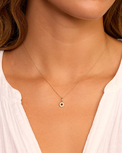 14K Gold Sun Birthstone Charm Necklace