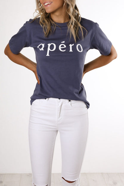 Apero Printed Tee Indigo White