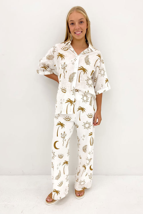 Aphaea Pant Set White Tan