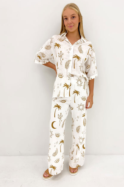 Aphaea Pant Set White Tan