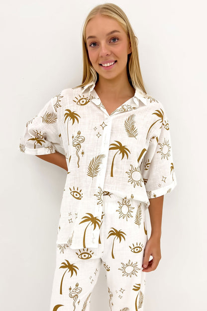 Aphaea Pant Set White Tan