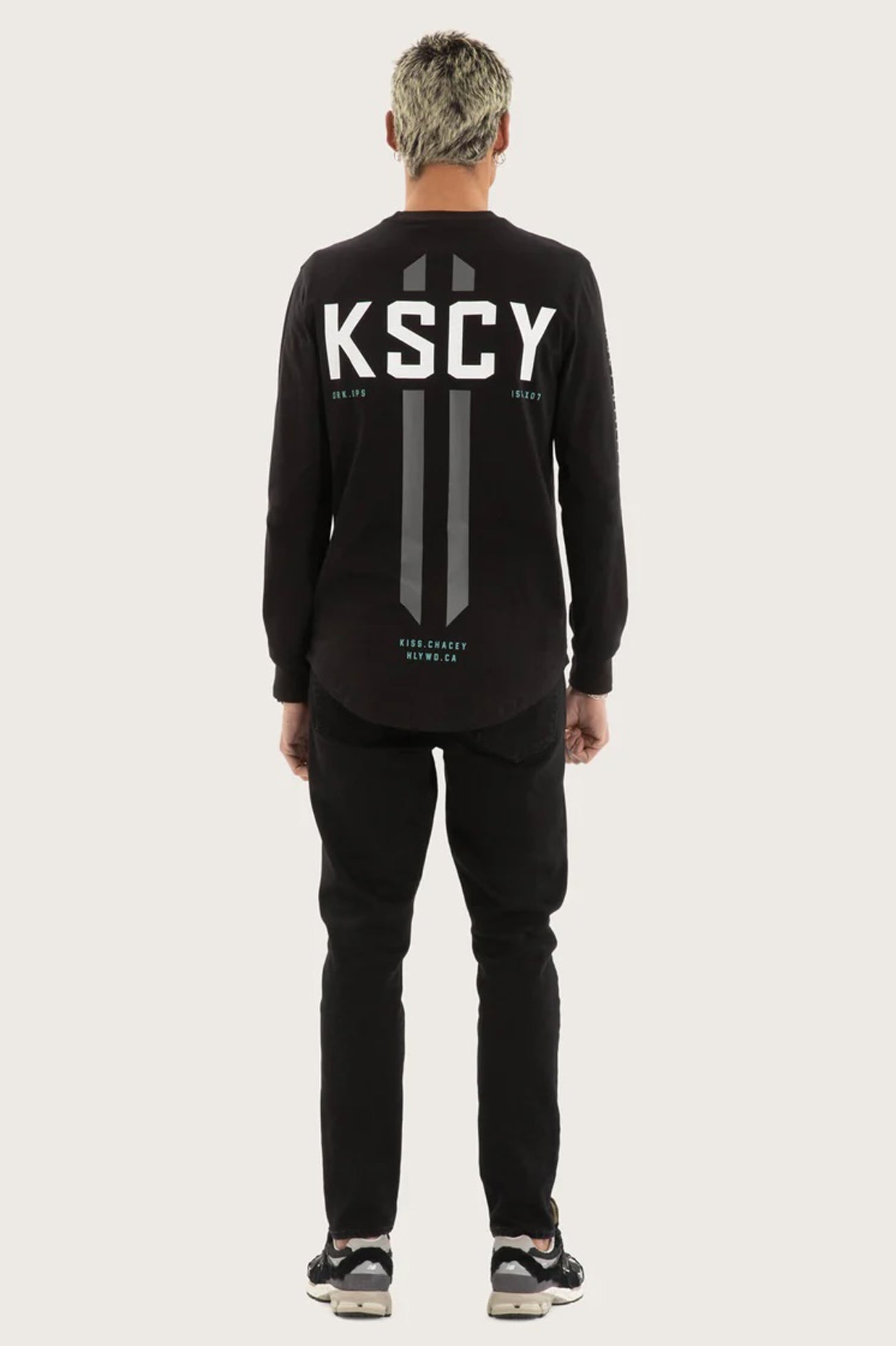 Arcade Dual Curved Long Sleeve Tee Black
