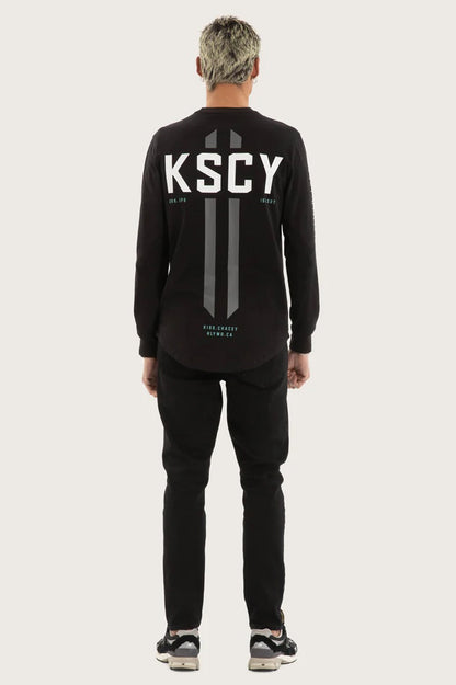 Arcade Dual Curved Long Sleeve Tee Black
