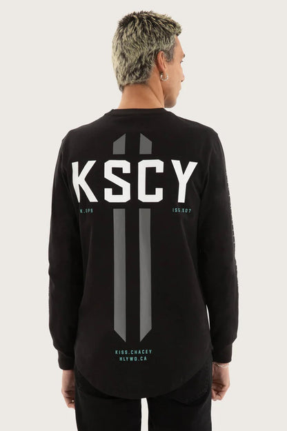 Arcade Dual Curved Long Sleeve Tee Black