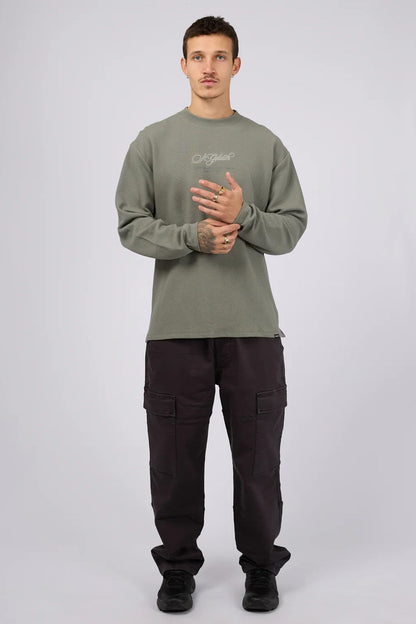 Arching Textured Crew Agave Green