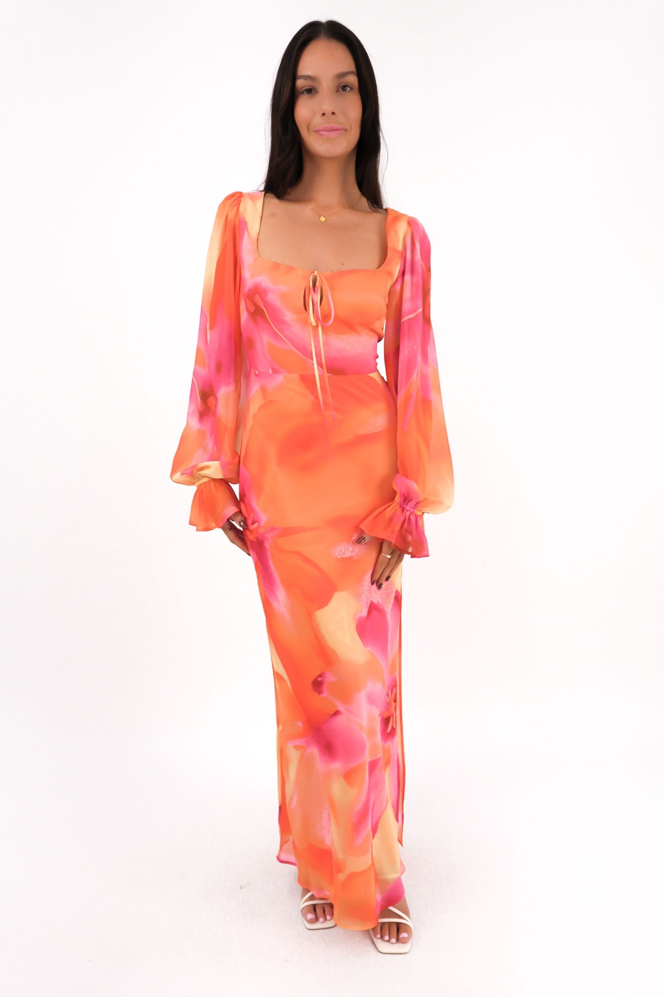 Ariella Maxi Dress Orange Bloom
