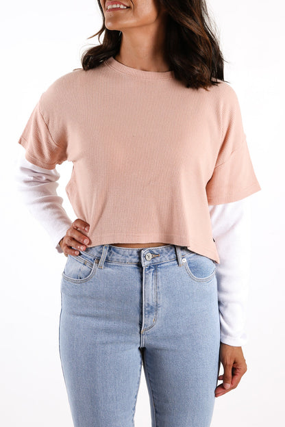 Arizona Waffle Long Sleeve Dusty Pink