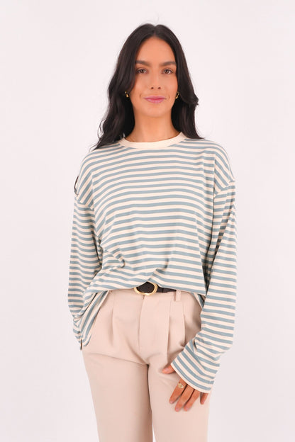 Arlow Long Sleeve Tee Blue Stripe