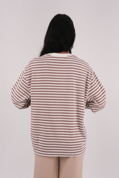 Arlow Long Sleeve Tee Brown Stripe