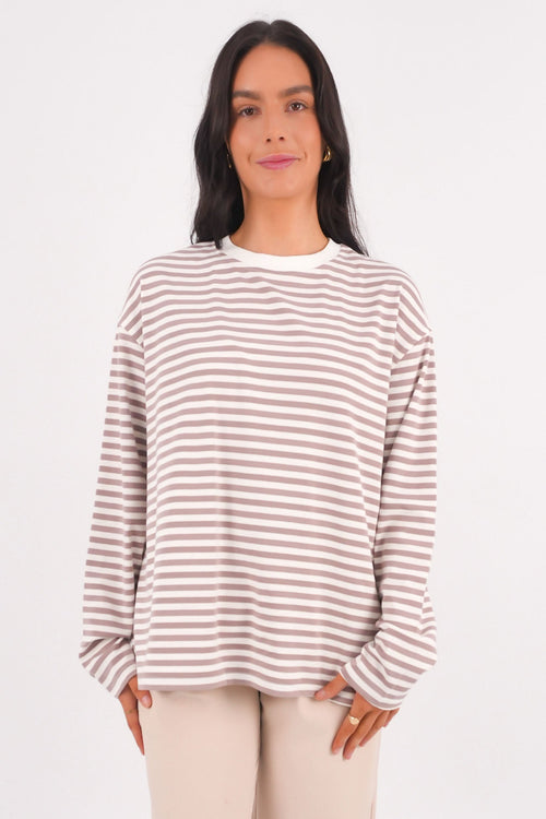 Arlow Long Sleeve Tee Brown Stripe