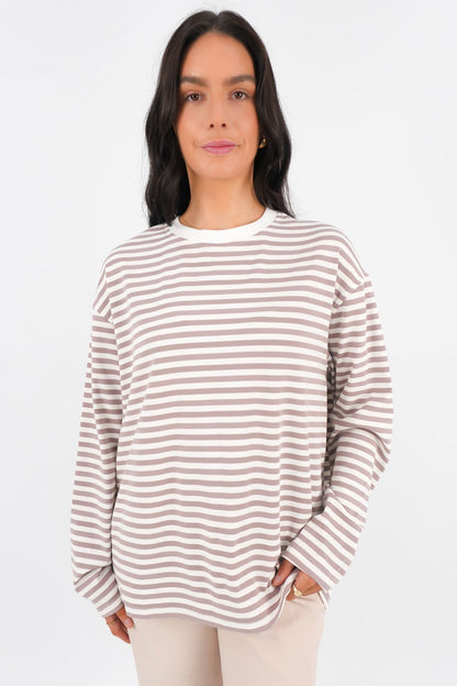 Arlow Long Sleeve Tee Brown Stripe