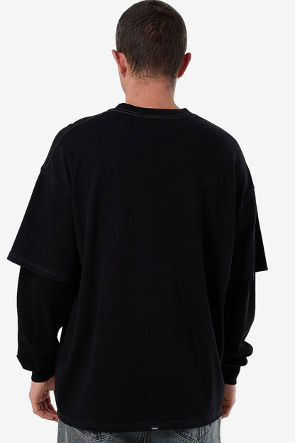 Arts & Industrial Layer Box Fit Oversize Long Sleeve Tee Black