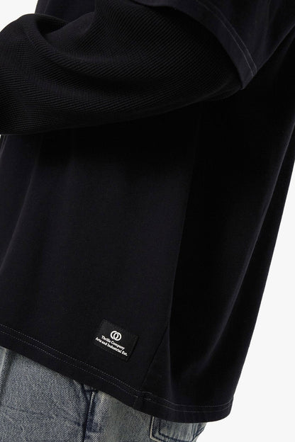 Arts & Industrial Layer Box Fit Oversize Long Sleeve Tee Black