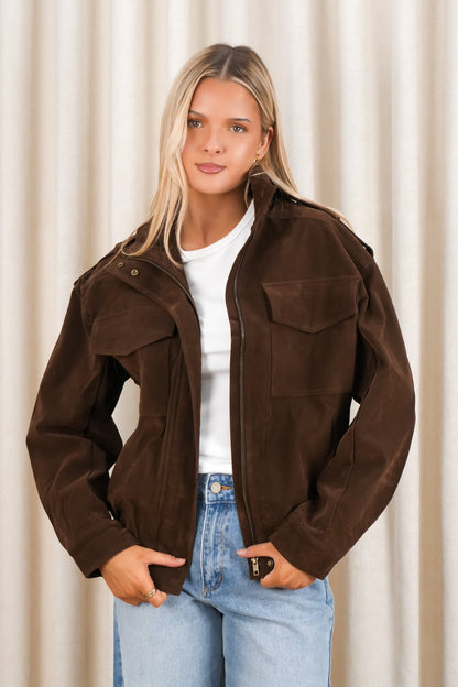 Ashe Bomber Brown Suede