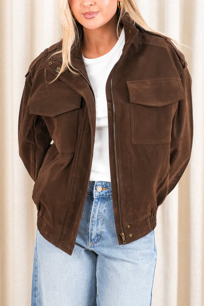 Ashe Bomber Brown Suede