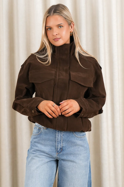 Ashe Bomber Brown Suede