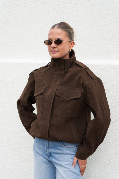 Ashe Bomber Brown Suede