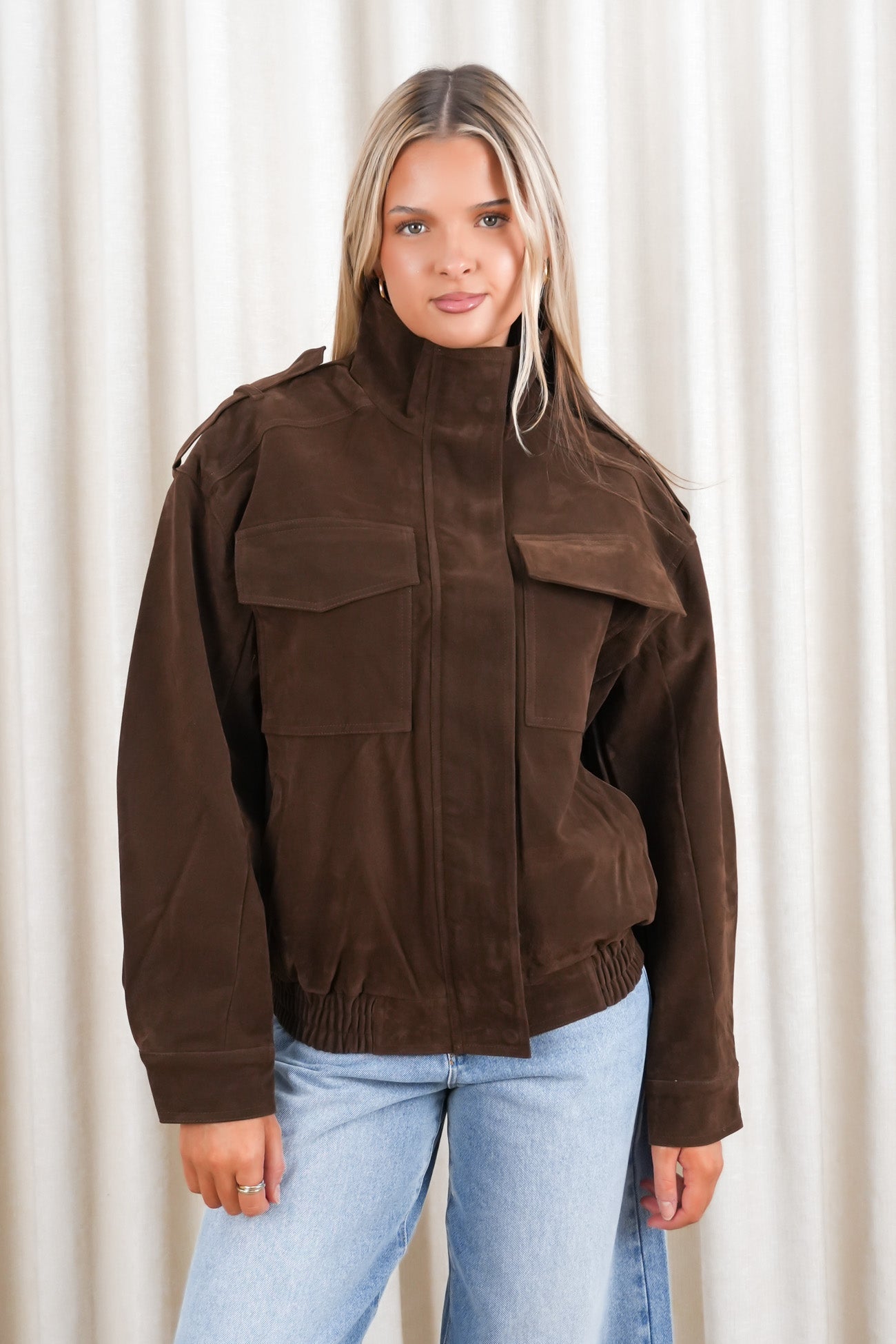 Ashe Bomber Brown Suede