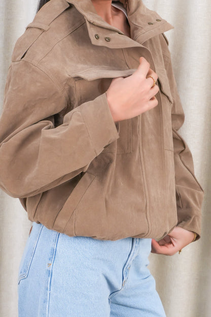 Ashe Bomber Taupe Suede