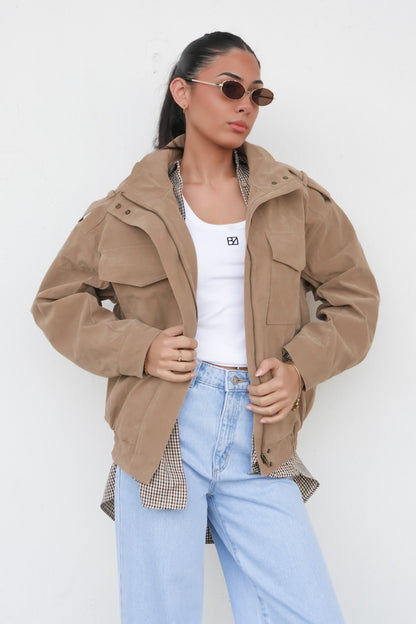 Ashe Bomber Taupe Suede