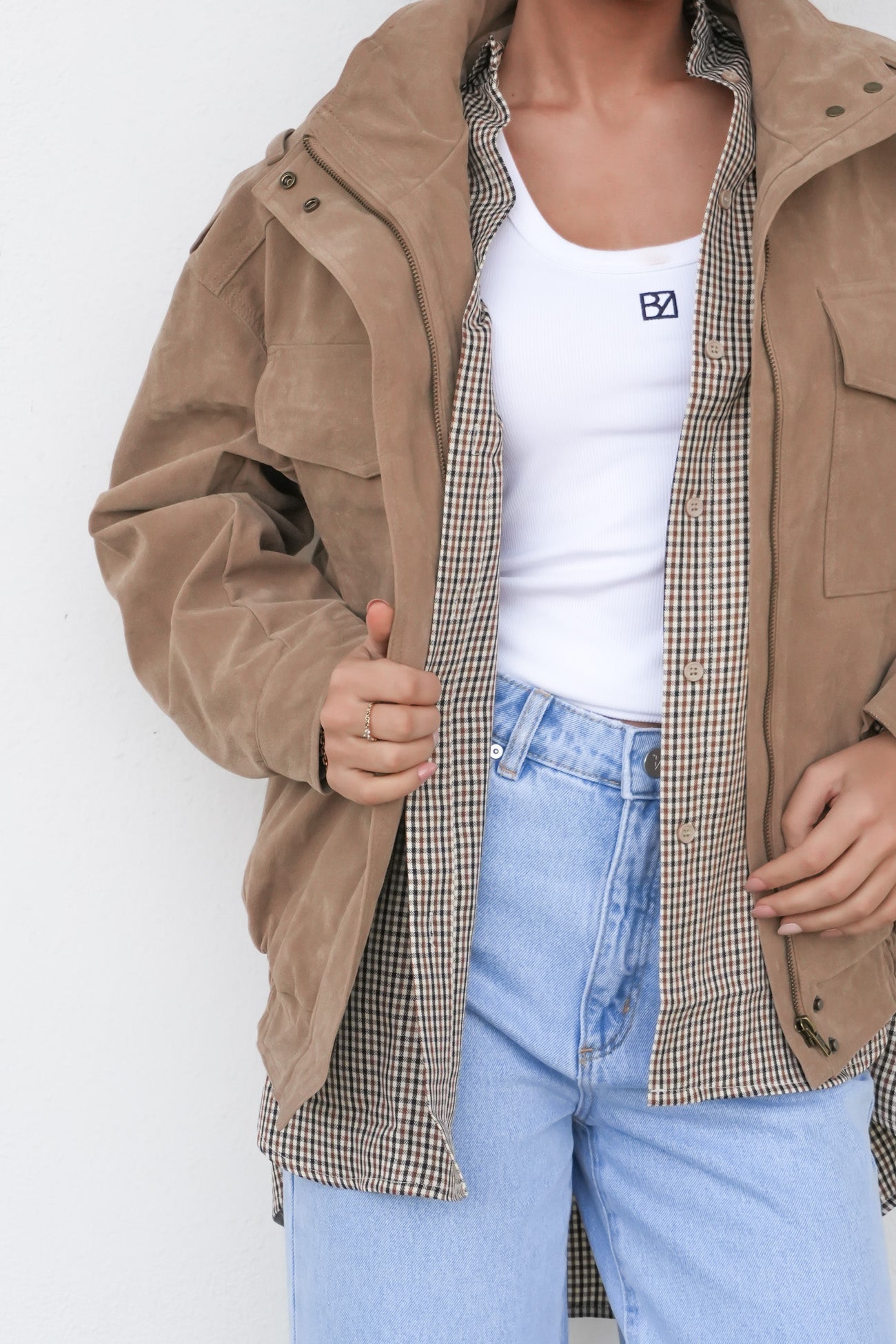 Ashe Bomber Taupe Suede