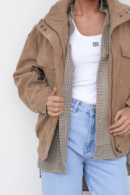 Ashe Bomber Taupe Suede
