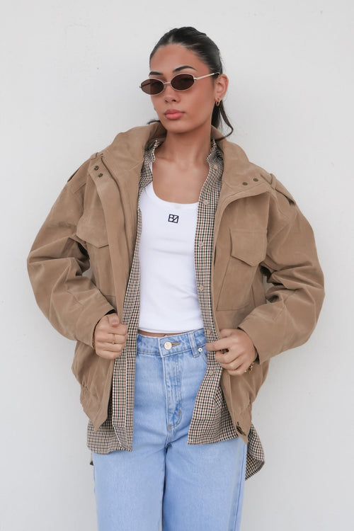 Ashe Bomber Taupe Suede