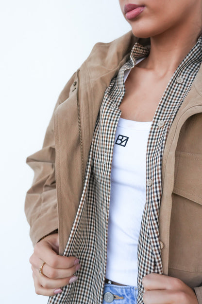 Ashe Bomber Taupe Suede
