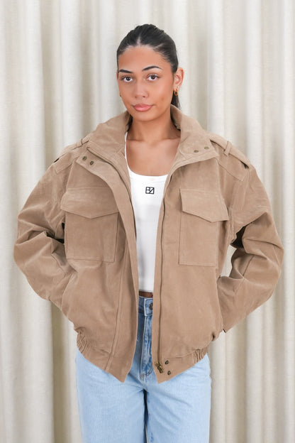 Ashe Bomber Taupe Suede