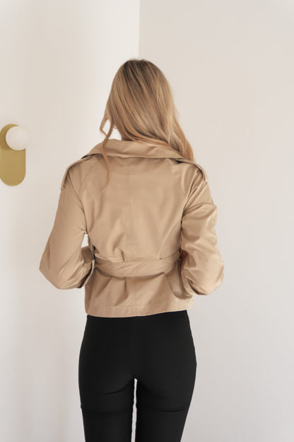 Ashlei Crop Trench Dark Beige