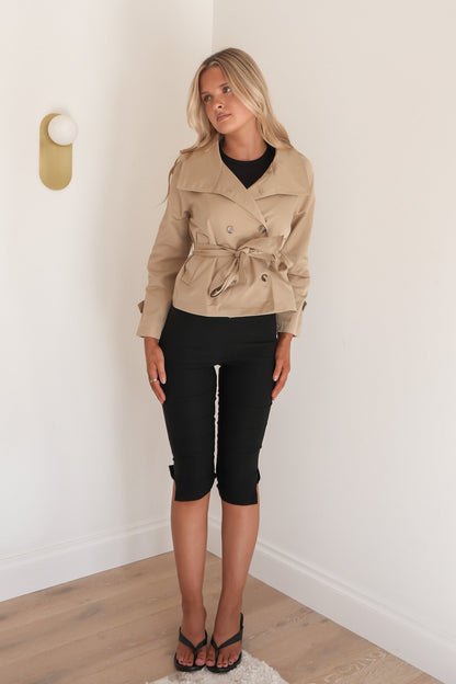 Ashlei Crop Trench Dark Beige