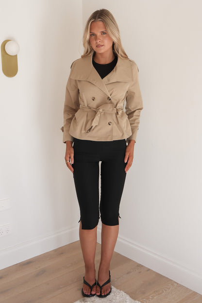 Ashlei Crop Trench Dark Beige
