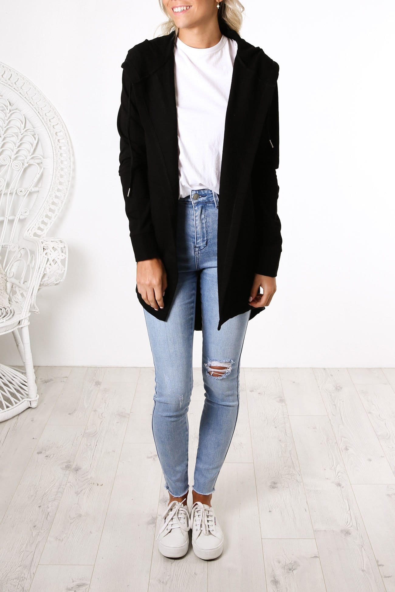 Ashleigh Hooded Cardi Black