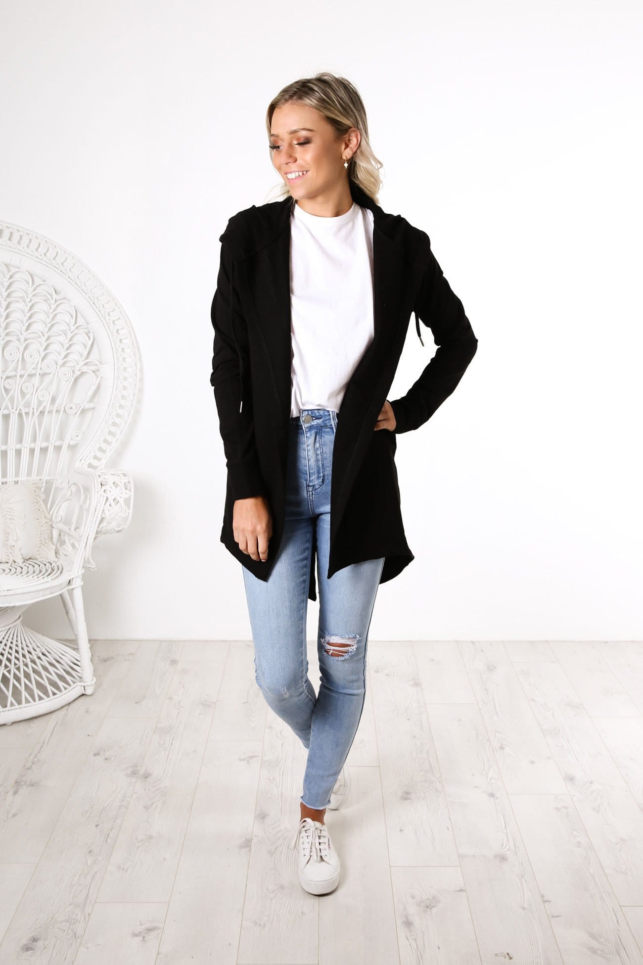 Ashleigh Hooded Cardi Black